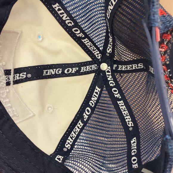 Budweiser White Anheuser Busch King Of Beers Snapback Trucker Hat Adjustable - Picture 7 of 8